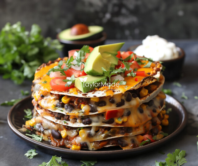 Santa Fe Tortilla Stack Black Beans, Corn & Caramelized onion ...